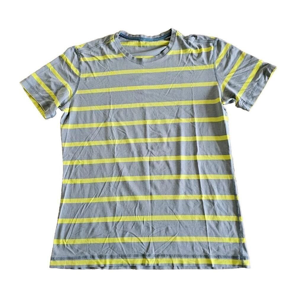 Men’s Lululemon Short Sleeve Striped T-Shirt Medium Gray/Yellow